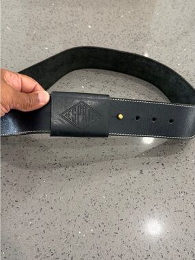 Esprit Black Leather Logo Slide Belt